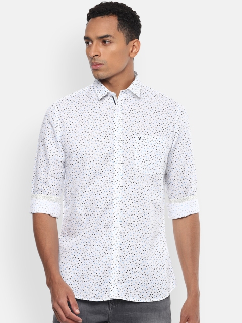 Van Heusen Sport Men White Slim Fit Printed Casual Shirt