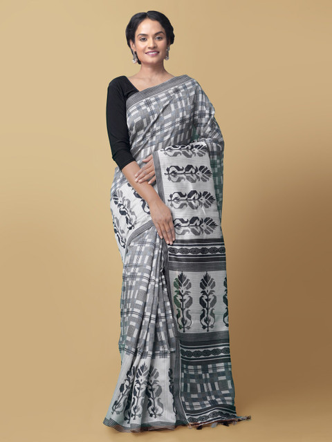 Unnati Silks Grey & White Pure Linen Printed Block Print Saree
Unnati Silks Grey & White Pure Linen Printed Block Print Saree
