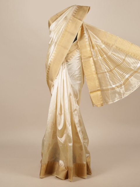 Pothys Cream-Coloured Woven Design Jute Silk Saree