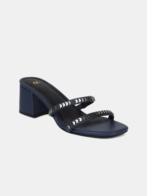W Women Navy Blue Embellished Sandals