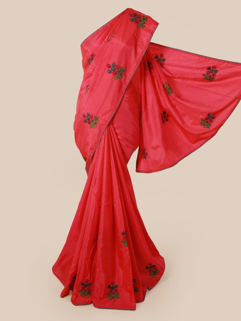 Pothys Pink Embroidered Art Silk Saree