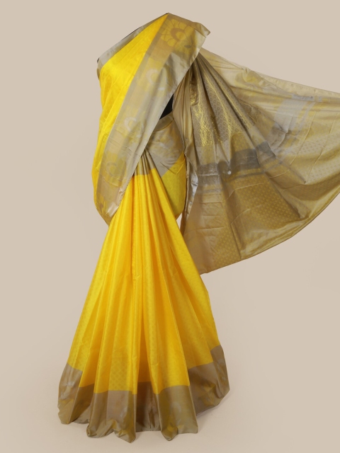 Pothys Yellow & Gold-Coloured Pure Silk Woven Design Saree