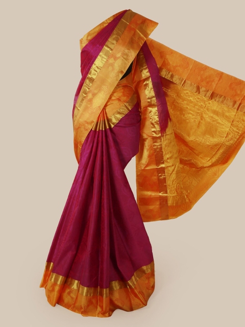 Pothys Magenta Solid Pure Silk Saree