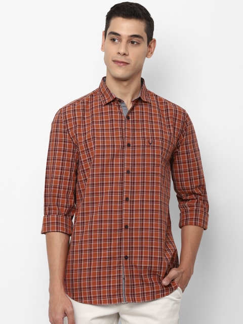 Allen Solly Men Red & Brown Slim Fit Checked Casual Shirt