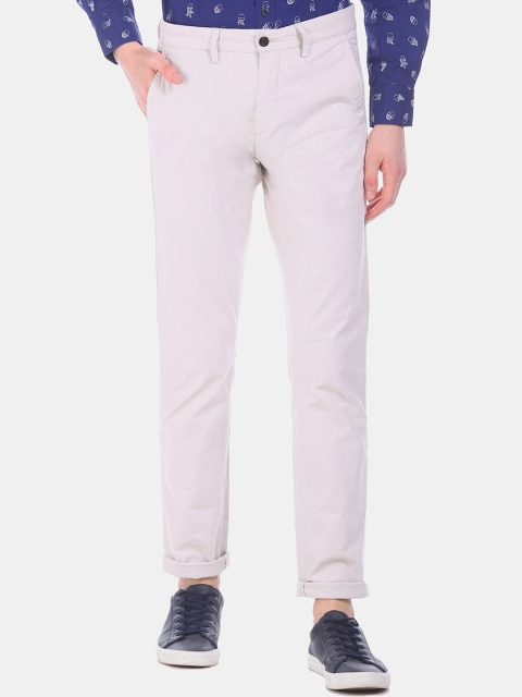 Arrow Sport Men Beige Regular Fit Solid Regular Trousers