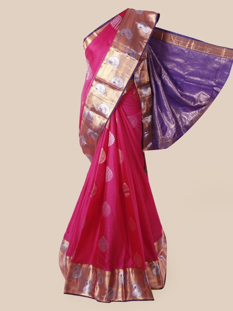 Pothys Magenta Woven Design Pure Silk Saree