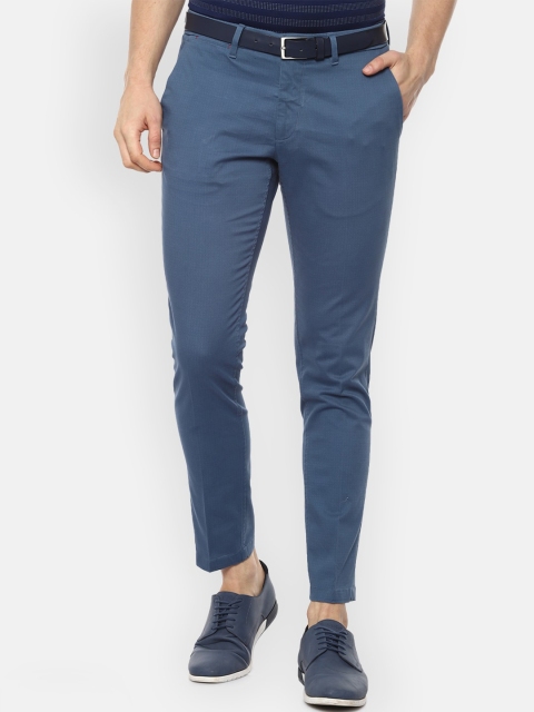 Louis Philippe Sport Men Blue Slim Fit Solid Regular Trousers