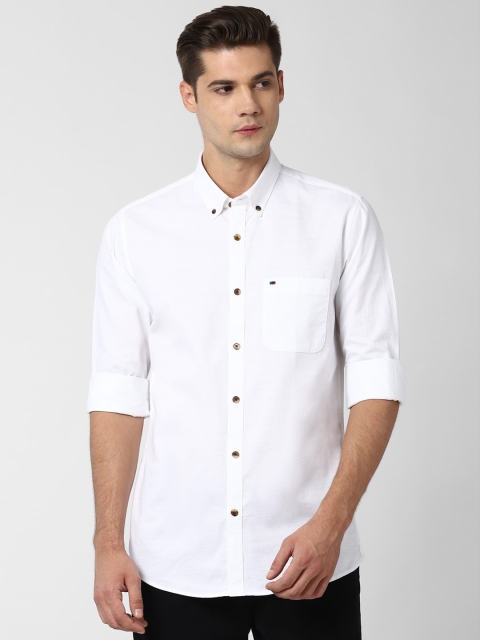 Peter England Casuals Men White Slim Fit Solid Casual Shirt