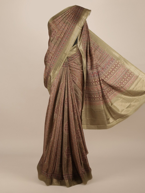 Pothys Green Printed Jute Silk Saree