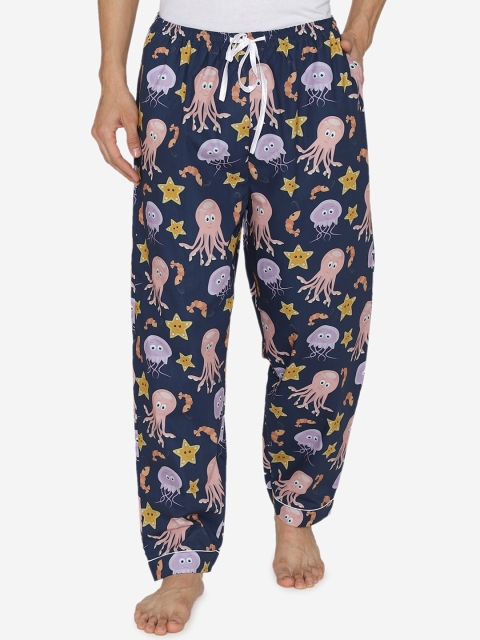 Fluffalump Men Blue Printed Lounge Pant
