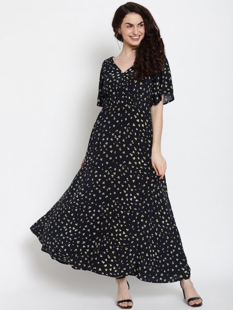 VANCA ECO Women Navy Blue Floral Printed Sustainable Maxi Dress