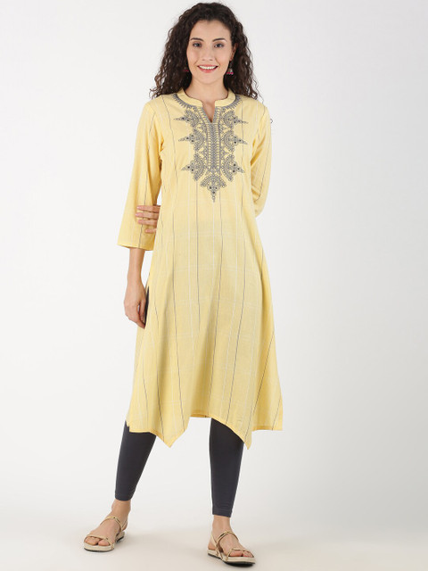 Saffron Threads Women Yellow & Grey Ethnic Motifs Yoke Design Thread Work Pastels Kurta
Saffron Threads Women Yellow & Grey Ethnic Motifs Yoke Design Thread Work Pastels Kurta