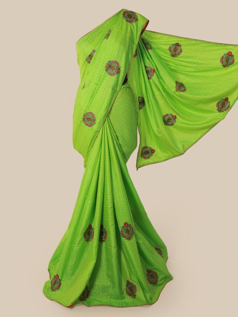 Pothys Green Checked Art Silk Saree
