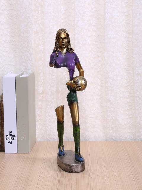 TAYHAA Purple & Gold-Toned Girl with Soccer Ball Showpiece