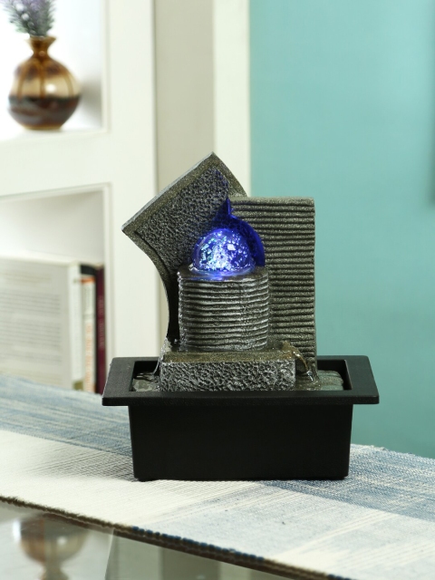 Aapno Rajasthan Grey & Black Hand Sculpted Serene Water Fountain With Light
