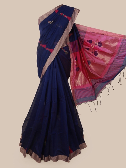 Pothys Blue Woven Design Cotton Blend Saree