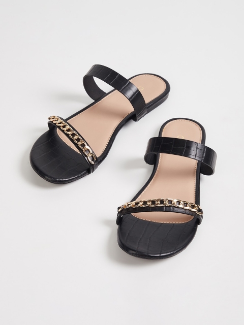 CODE by Lifestyle Women Black Embellished PU Open Toe Flats