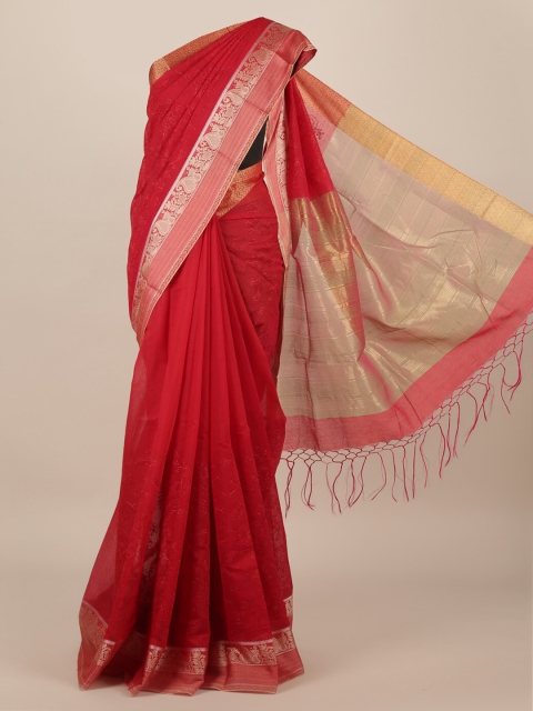 Pothys Red Woven Design Jute Silk Saree