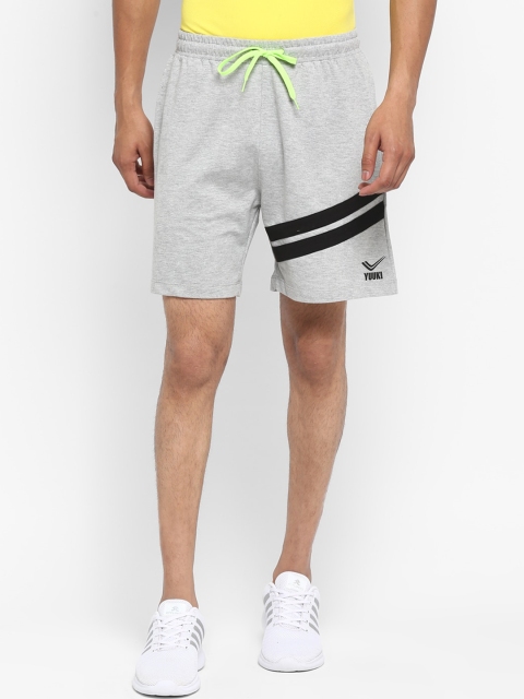 Yuuki Men Grey Melange Solid Regular Fit Sports Shorts