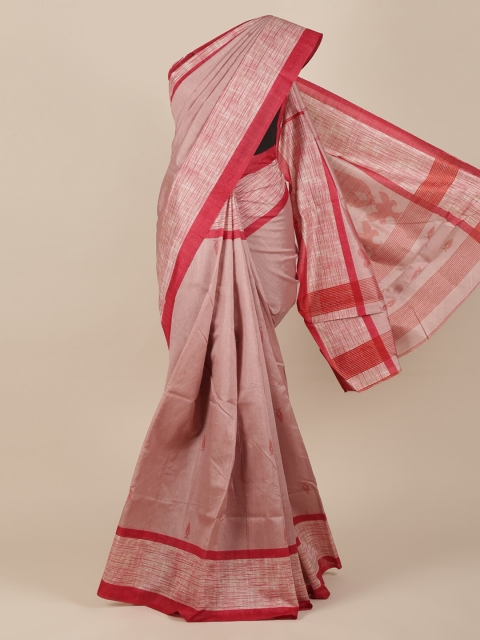 Pothys Pink Solid Jute Silk Saree