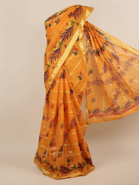 Pothys Mustard Printed Pure Cotton Saree