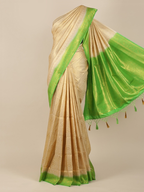 Pothys Cream-Coloured Woven Design Jute Silk Saree