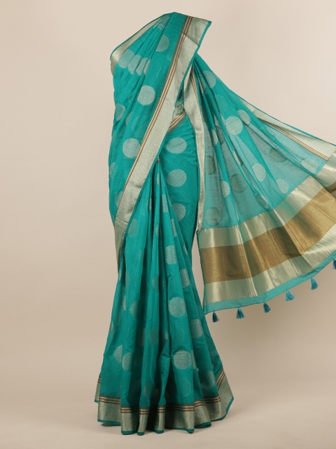 Pothys Sea Green Woven Design Jute Silk Saree
