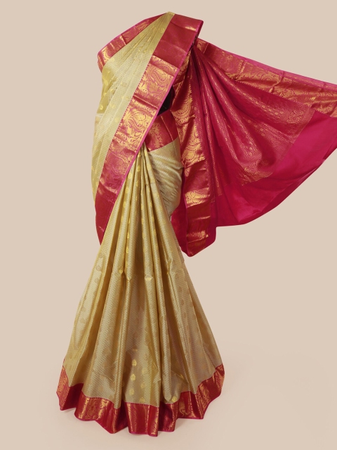 Pothys Cream-Coloured & Gold Pure Silk Woven Design Saree