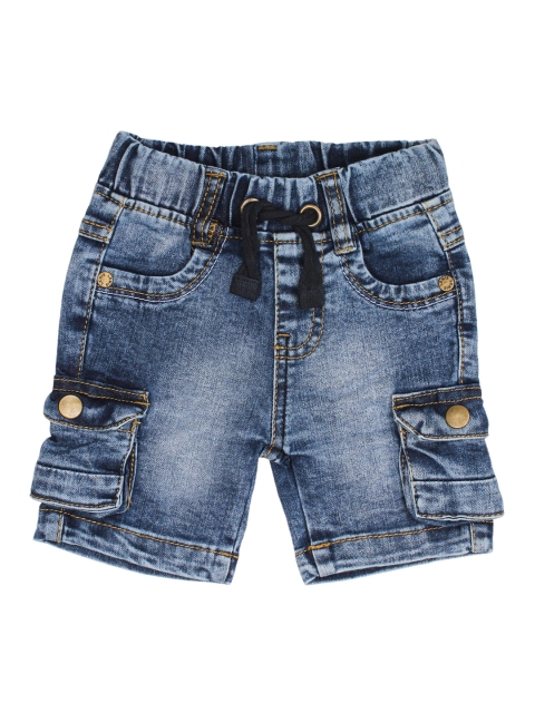 Lil Lollipop Boys Blue Washed Regular Fit Denim Shorts