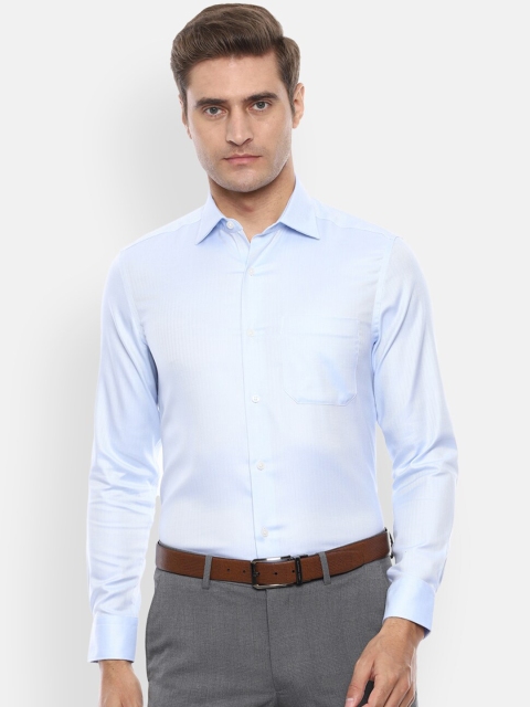 Louis Philippe Men Blue Slim Fit Self Design Casual Shirt