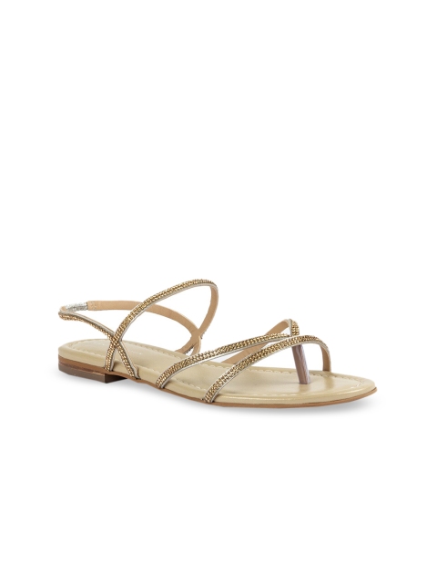 Vanilla Moon Women Gold-Toned Embellished Leather Gladiators