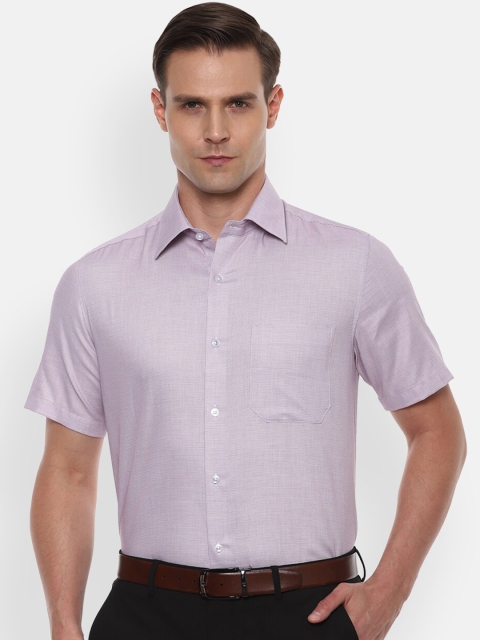 Louis Philippe Men Lavender Regular Fit Self Design Casual Shirt