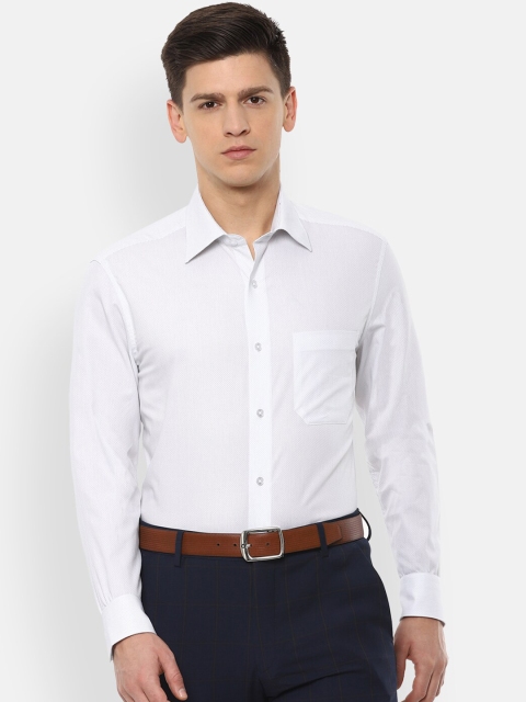 Louis Philippe Men White Regular Fit Self Design Formal Shirt