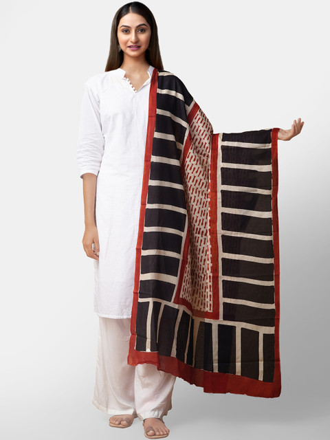 Unnati Silks Cream-Coloured & Black Printed Dupatta 
Unnati Silks Cream-Coloured & Black Printed Dupatta
