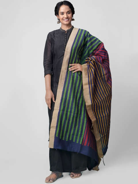 Unnati Silks Blue & Green Printed Dupatta