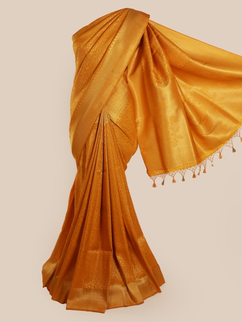 Pothys Mustard Yellow Pure Silk Woven Design Banarasi Saree