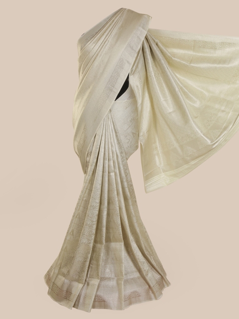 Pothys Cream-Coloured Pure Silk Woven Design Banarasi Saree