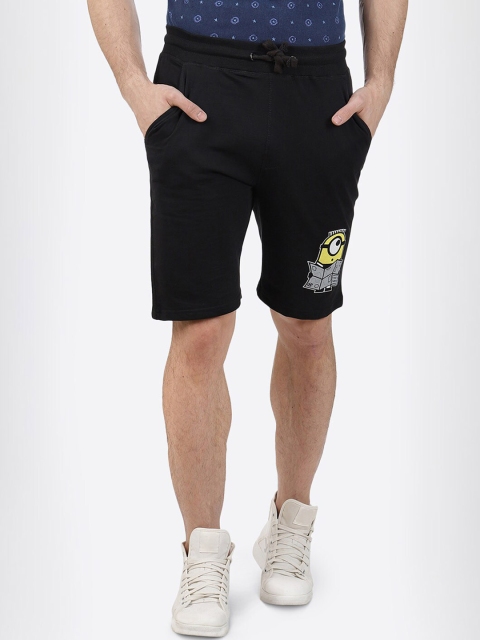 Free Authority Men Black Printed Regular Fit Regular Shorts