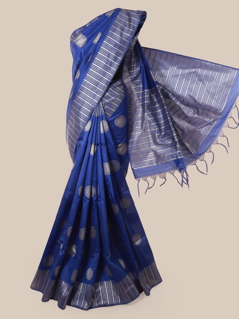 Pothys Blue Woven Design Jute Silk Saree