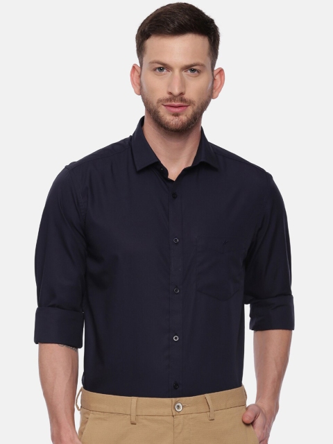 CROYDON Men Navy Blue Regular Fit Solid Casual Shirt