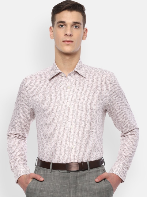 Louis Philippe Men Off-White & Red Regular Fit Printed Formal Shirt