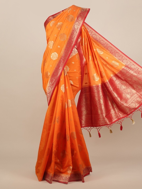 Pothys Orange Woven Design Jute Silk Saree