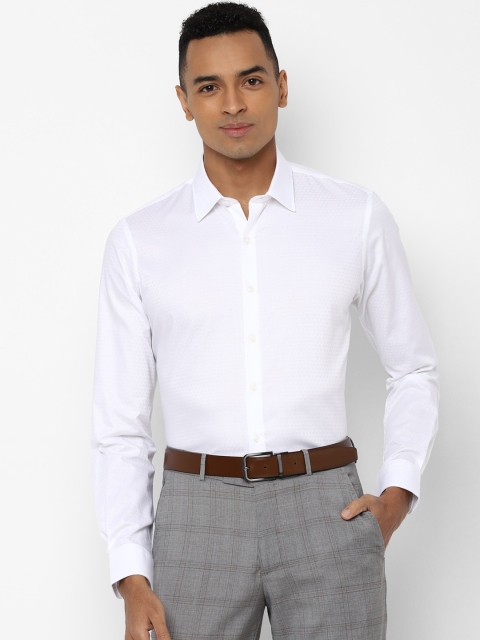 SIMON CARTER LONDON Men White Regular Fit Self Design Formal Shirt