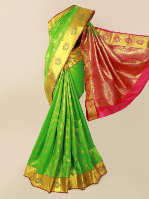 Pothys Green Pure Silk Woven Design Kanjeevaram Saree