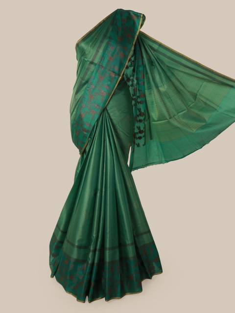 Pothys Green Pure Silk Woven Design Tussar Saree