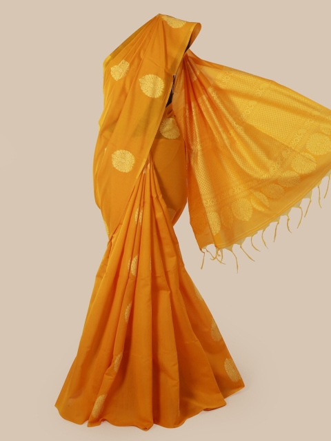 Pothys Mustard Yellow Woven Design Jute Silk Saree
