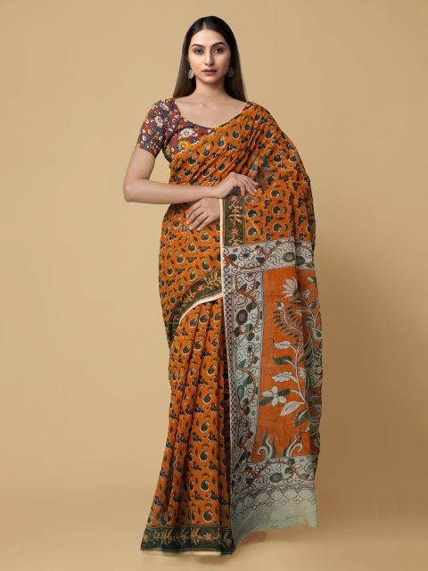 Unnati Silks Orange & Green Pure Cotton Kalamkari Printed Kota Handloom Sustainable Saree
Unnati Silks Orange & Green Pure Cotton Kalamkari Printed Kota Handloom Sustainable Saree