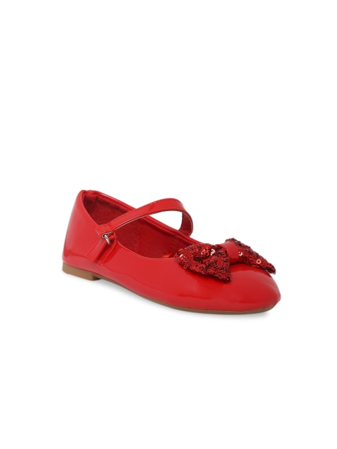 Pantaloons Junior Girls Red Embellished Leather Ballerinas