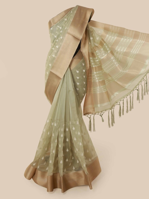 Pothys Green Embroidered Organza Saree