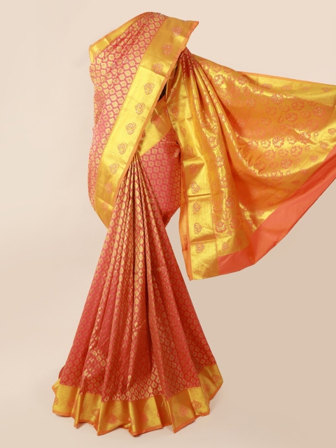 Pothys Pink & Gold-Coloured Pure Silk Woven Design Kanjeevaram Saree